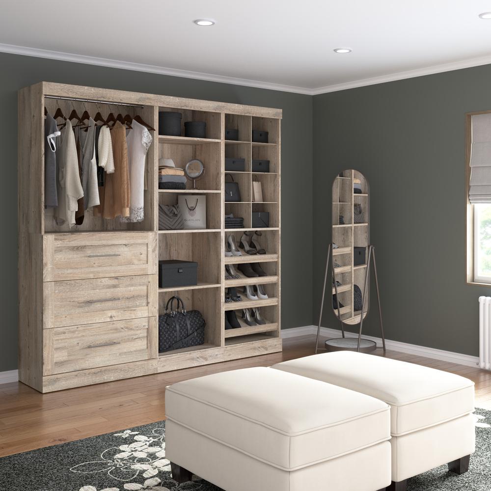 Bestar Pur 86W Closet Organizer System in rustic brown. Picture 2
