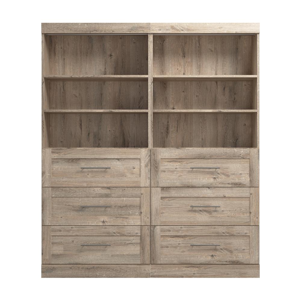 Bestar Pur 72W Closet Organizer with Drawers in rustic brown. Picture 2