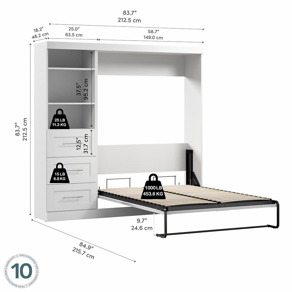 84" Full Wall bed kit in White. Picture 6