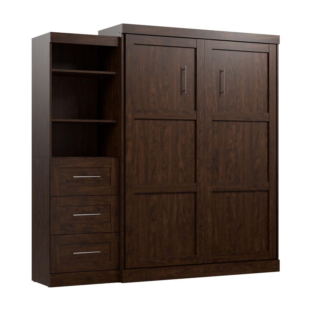 Queen Murphy Bed and Shelving Unit with Drawers (90W). Picture 1