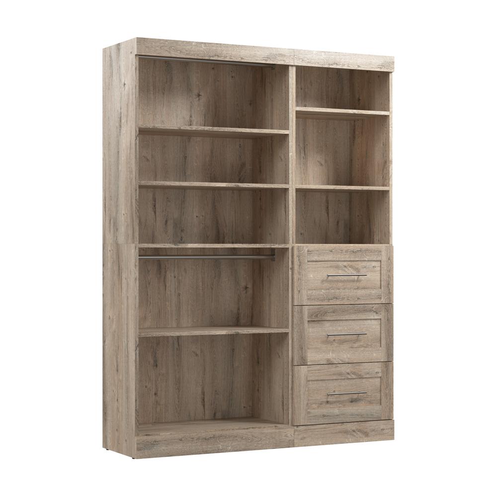 Bestar Pur 61W Closet Organizer System in rustic brown. Picture 1