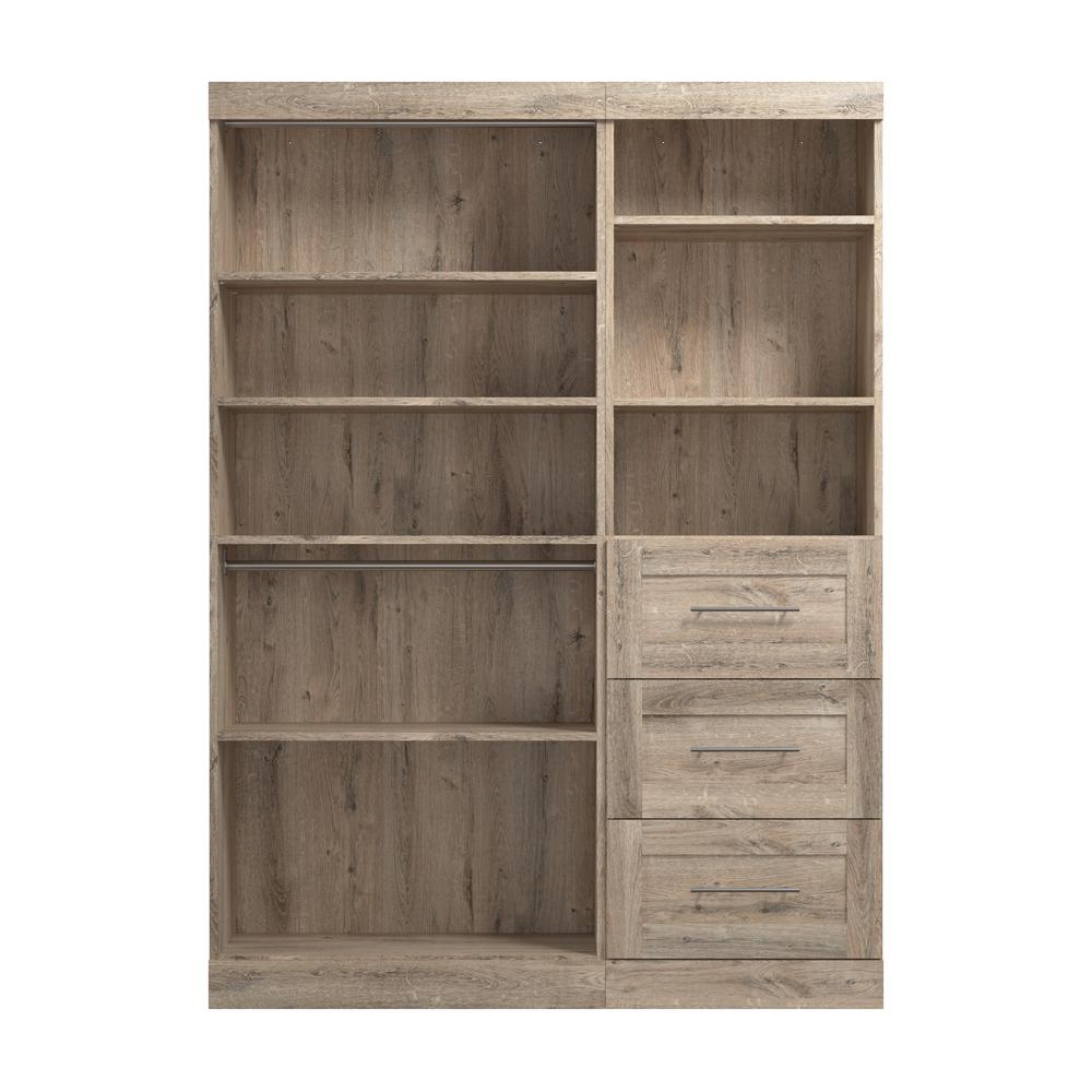 Bestar Pur 61W Closet Organizer System in rustic brown. Picture 3
