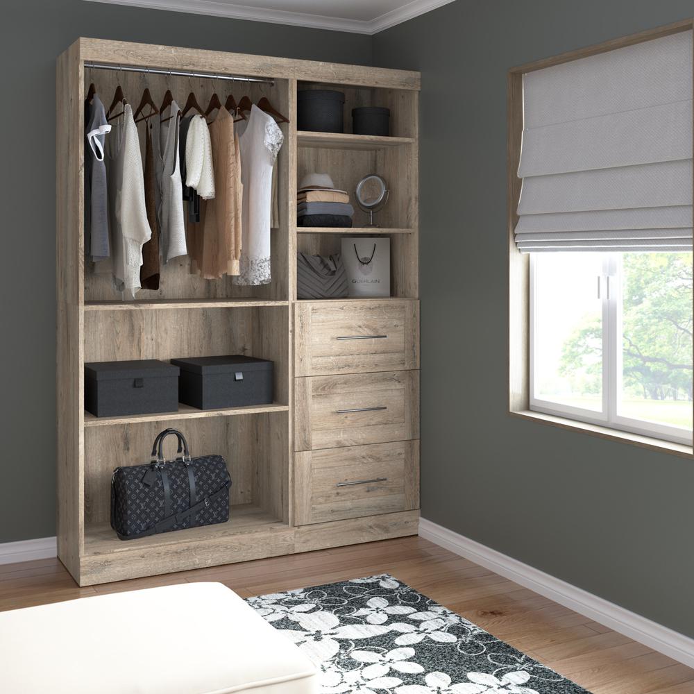 Bestar Pur 61W Closet Organizer System in rustic brown. Picture 2