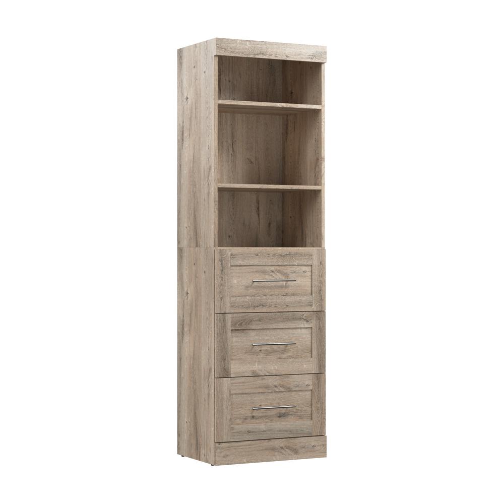 Bestar Pur 25W Closet Organizer with Drawers in rustic brown. Picture 1