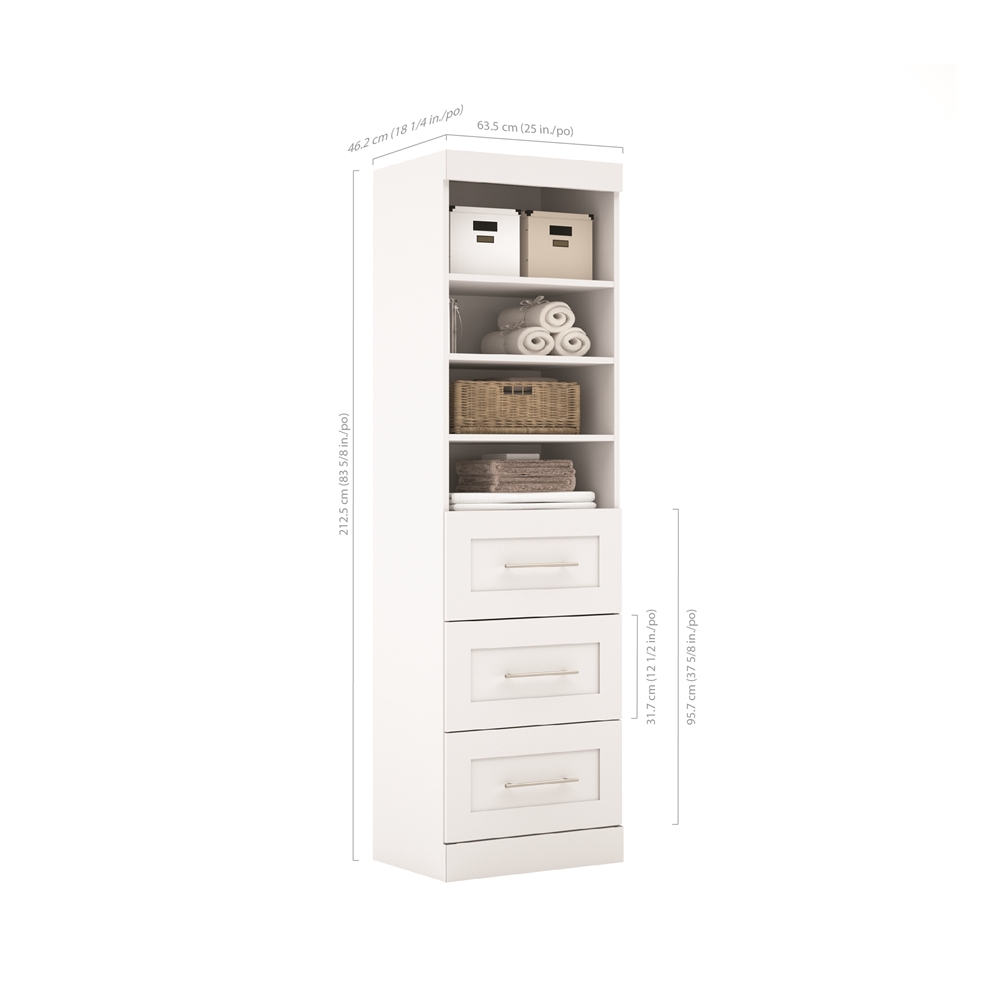 Pur 25" storage unit with 3-drawer set in White. Picture 2