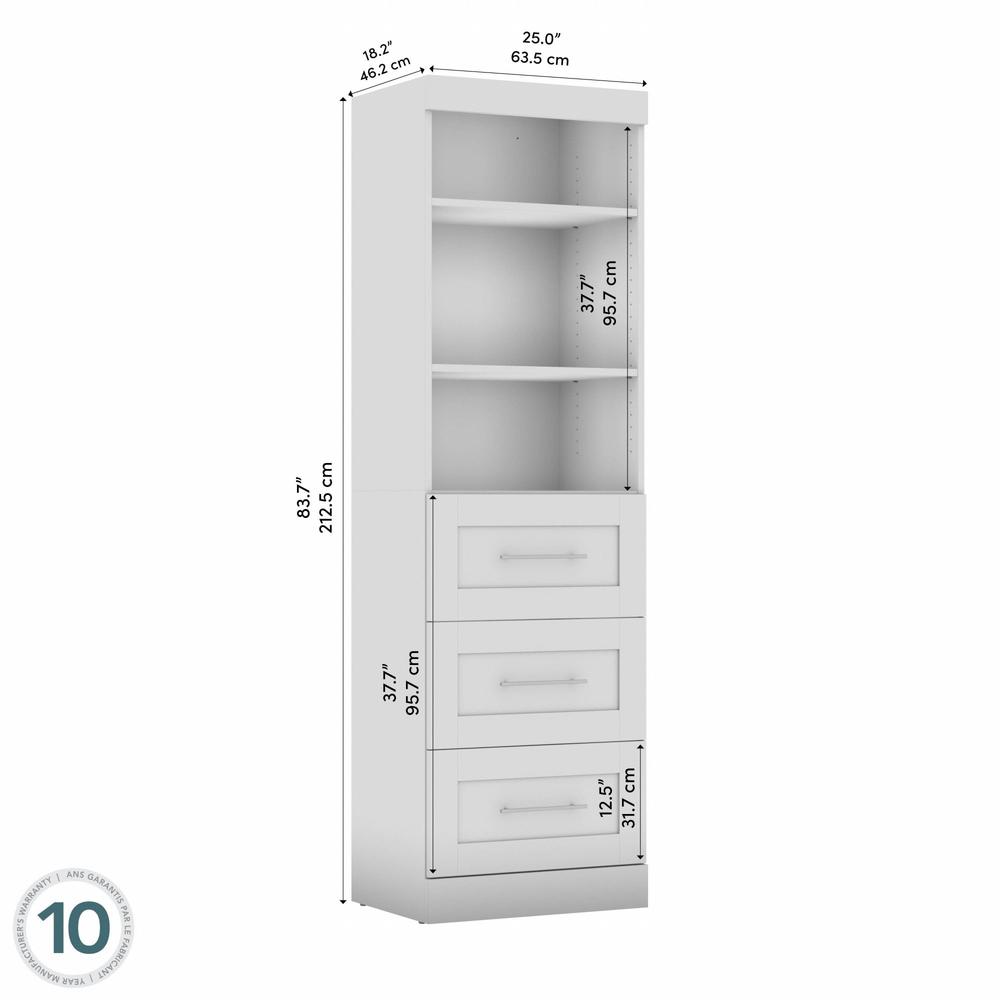 Pur 25" storage unit with 3-drawer set in White. Picture 5