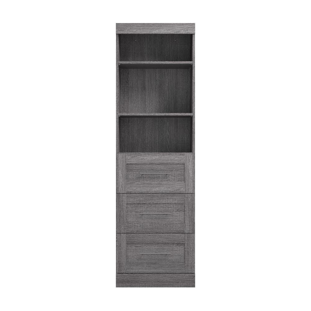 25" storage unit with 3-drawer set in Bark Gray. Picture 2