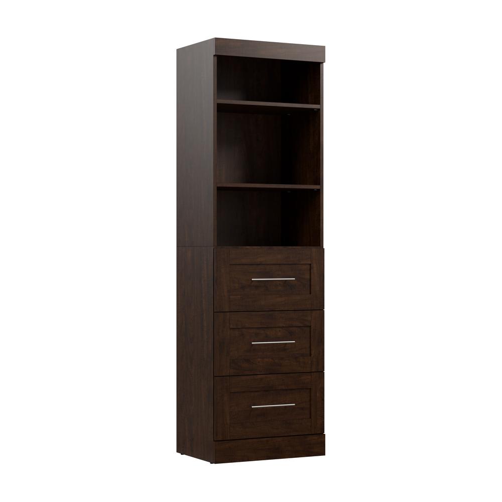 Pur 25" storage unit with 3-drawer set in Chocolate. Picture 1