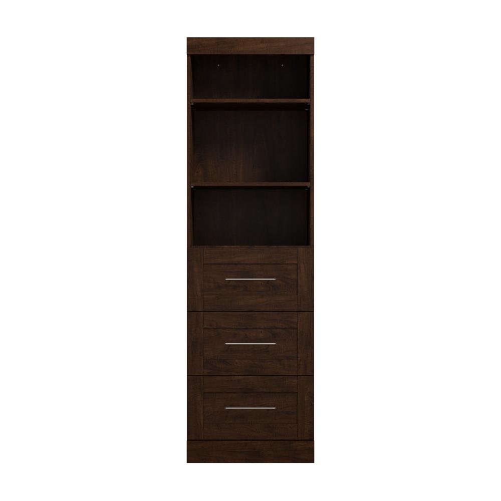 Pur 25" storage unit with 3-drawer set in Chocolate. Picture 2