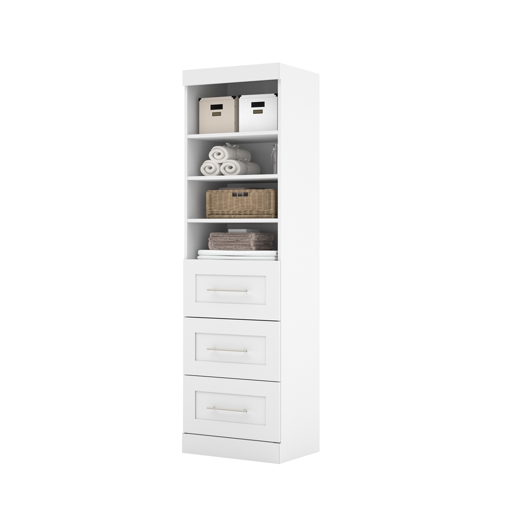 Pur 25" storage unit with 3-drawer set in White. Picture 1