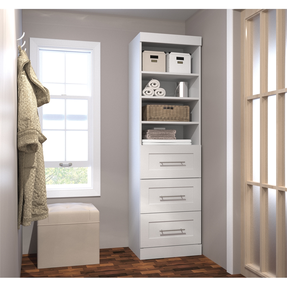 Pur 25" storage unit with 3-drawer set in White. Picture 3