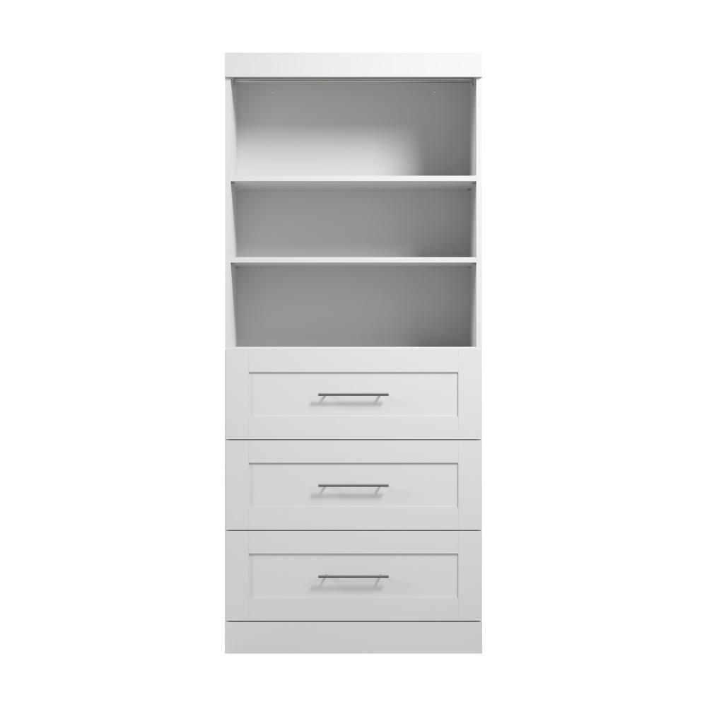 Pur 36" storage unit with 3-drawer set in White. Picture 2