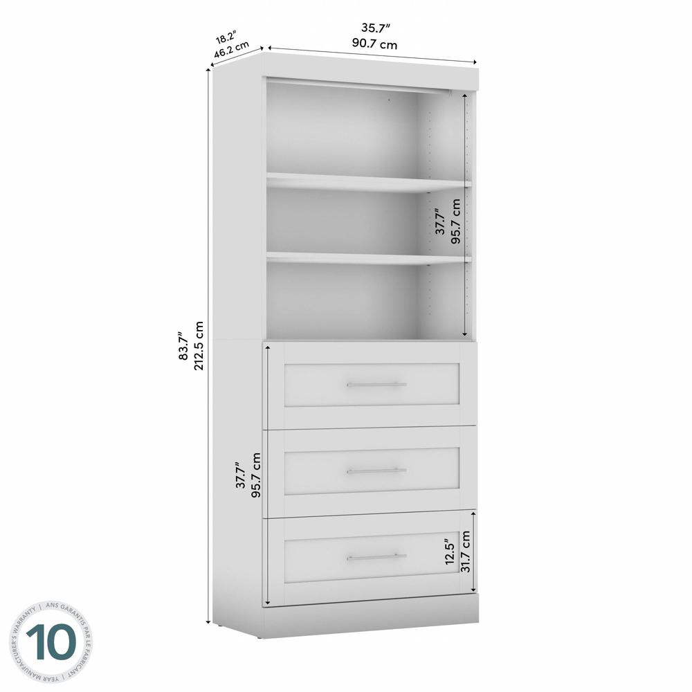 Pur 36" storage unit with 3-drawer set in White. Picture 5