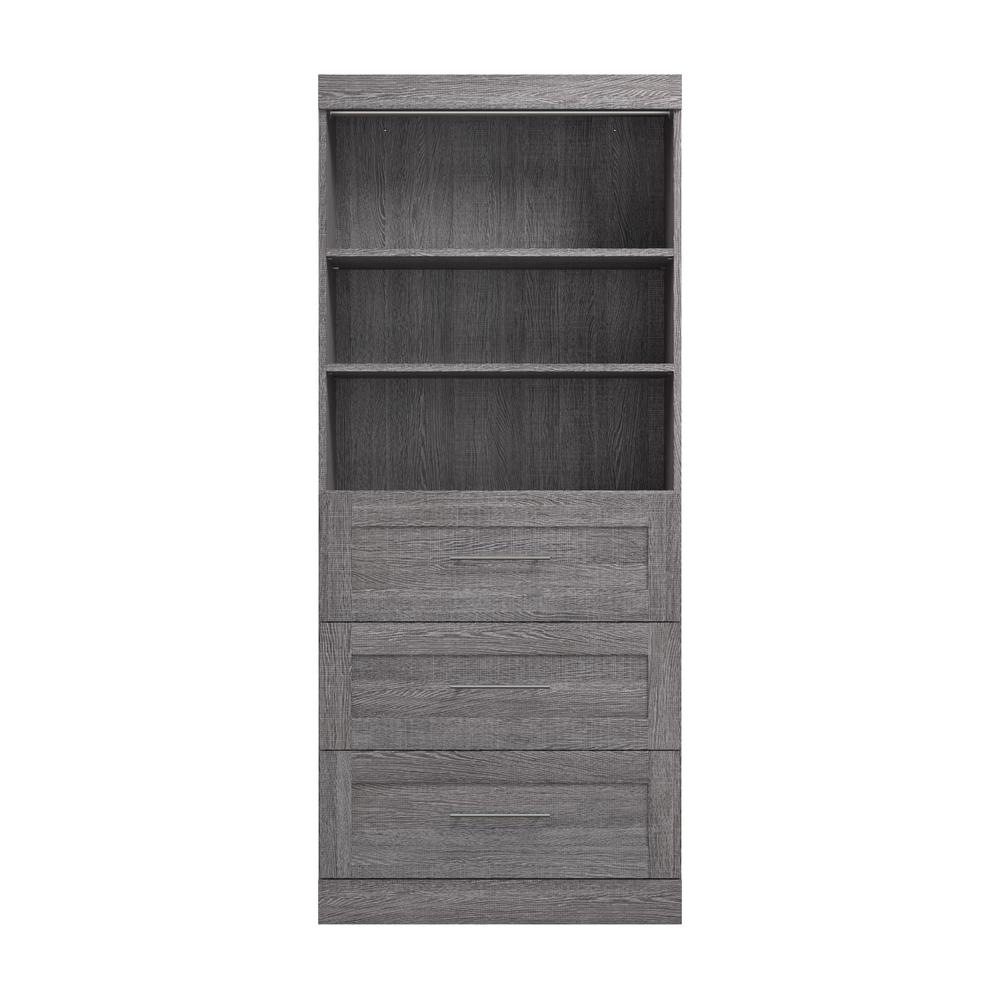 36" storage unit with 3-drawer set in Bark Gray. Picture 2
