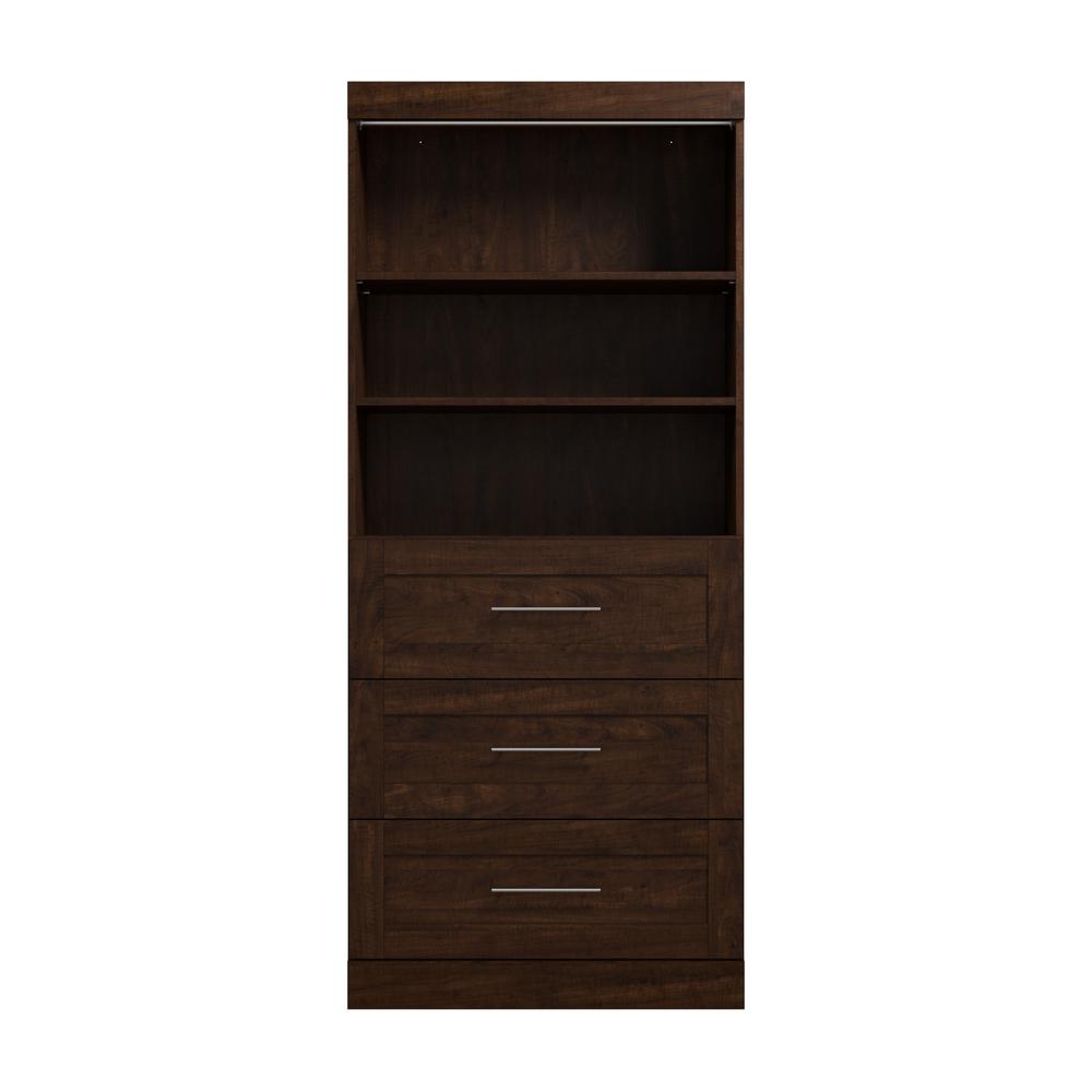 Pur 36" storage unit with 3-drawer set in Chocolate. Picture 2