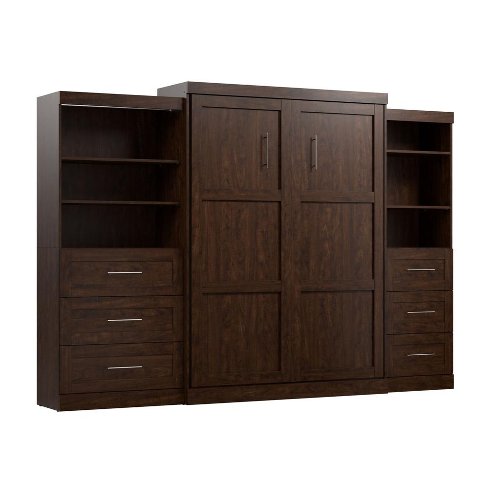 Queen Murphy Bed and 2 Shelving Units with Drawers (126W). Picture 1