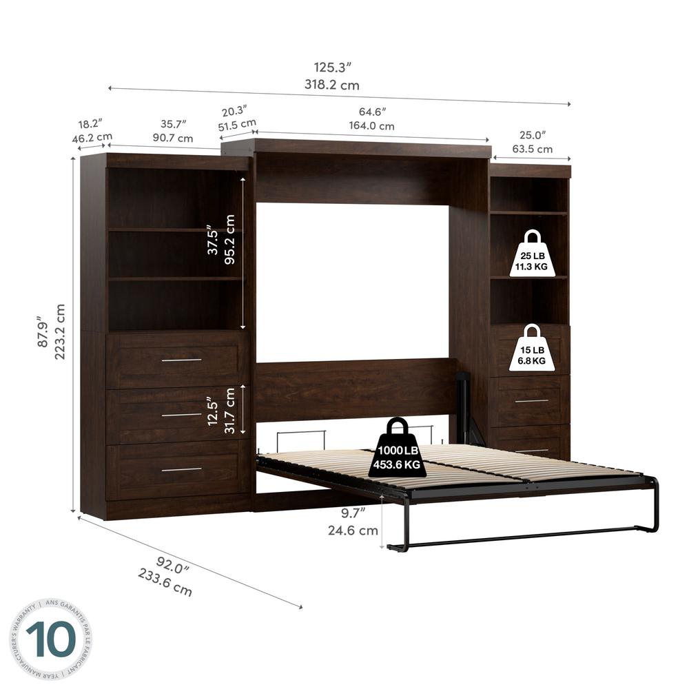Queen Murphy Bed and 2 Shelving Units with Drawers (126W). Picture 6