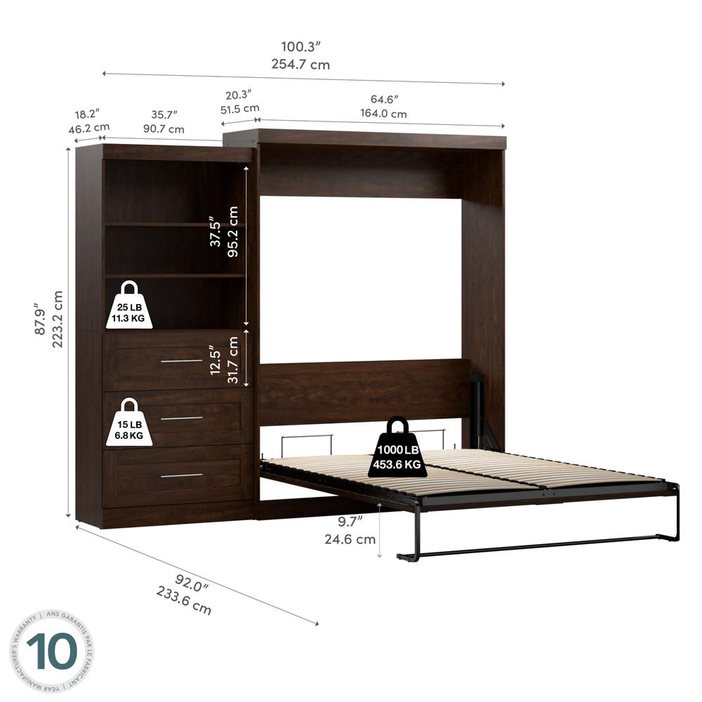 Queen Murphy Bed and Shelving Unit with Drawers (101W). Picture 6