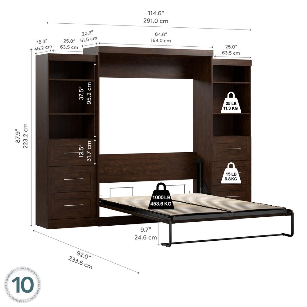 Queen Murphy Bed and 2 Shelving Units with Drawers (115W). Picture 6