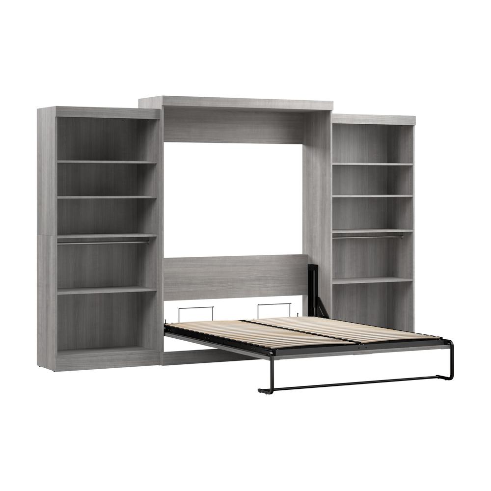 Bestar Pur 136W Queen Murphy Bed with 2 Shelving Units (137W). Picture 5