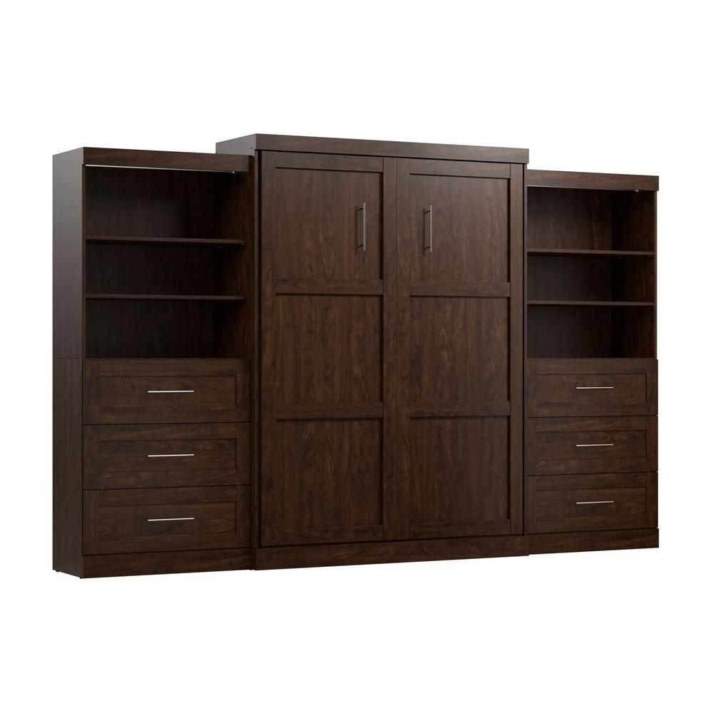 Queen Murphy Bed and 2 Shelving Units with Drawers (136W). Picture 1