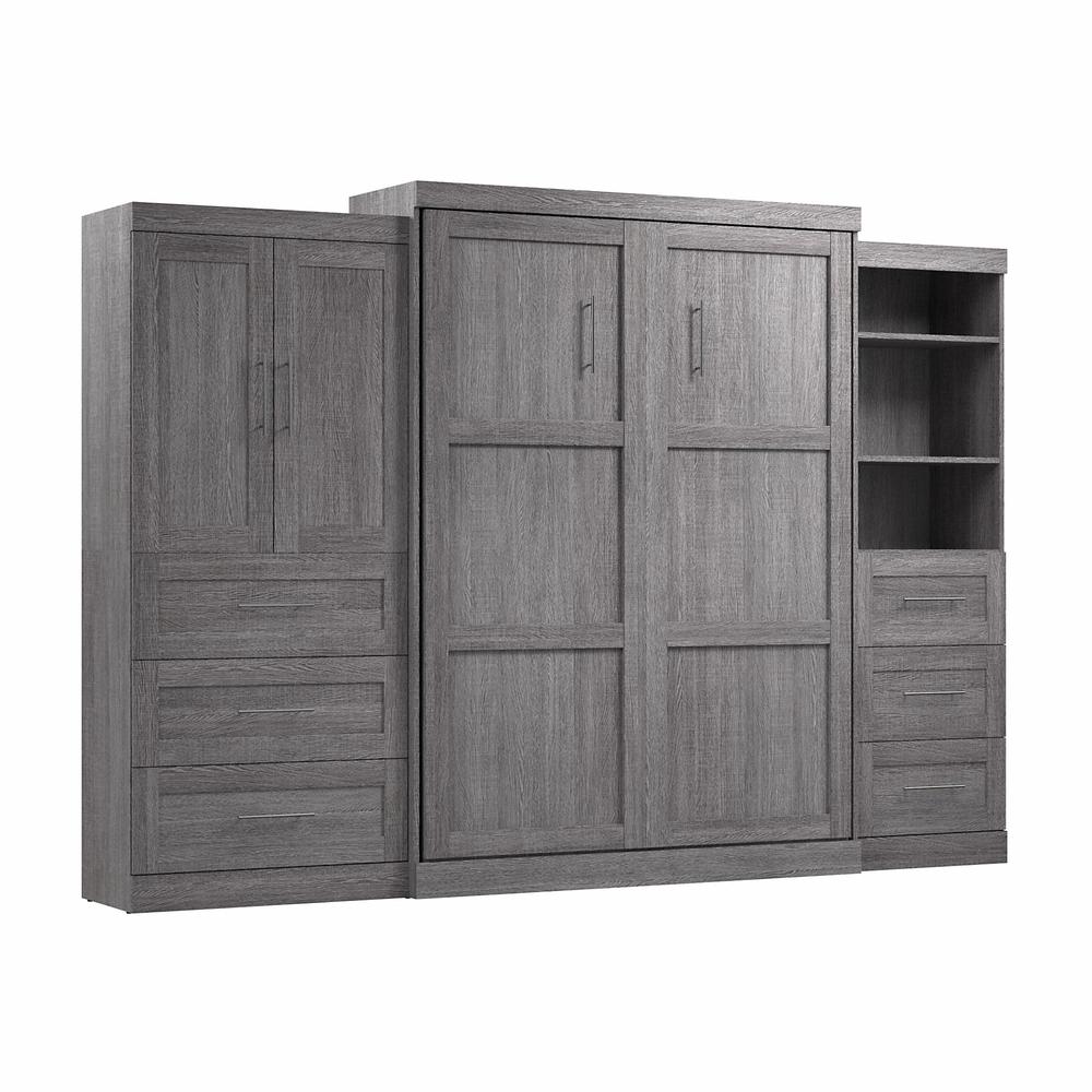Bestar Pur Queen Murphy Bed with Open and Concealed Storage (126W) in Bark Grey. Picture 1