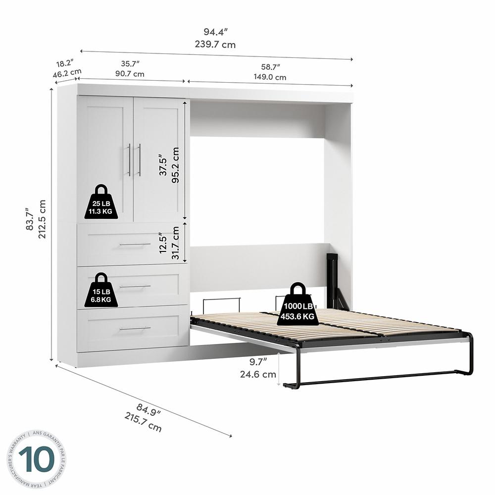 Pur 95" Full Wall bed kit in White. Picture 6