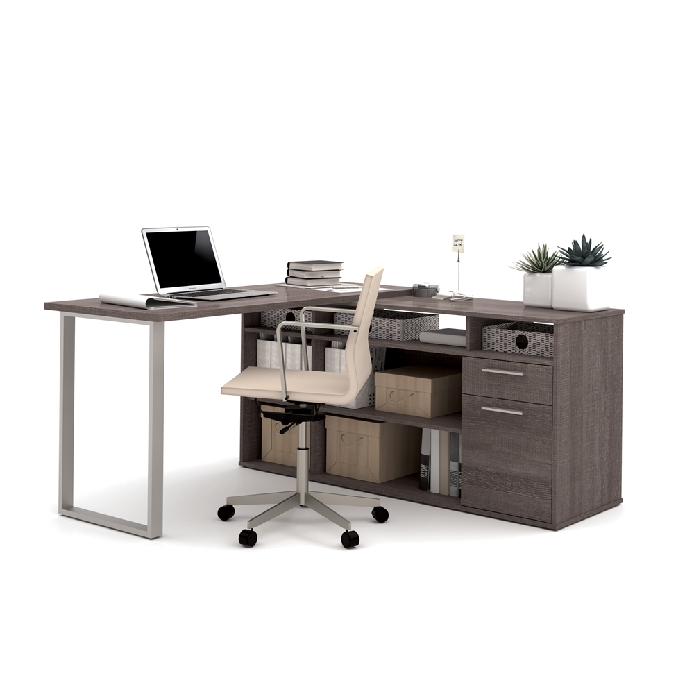 Solay L-Shaped Desk in Bark Gray. The main picture.