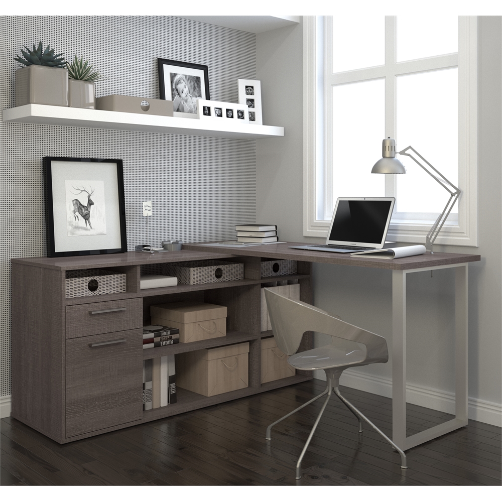 Solay L-Shaped Desk in Bark Gray. Picture 2