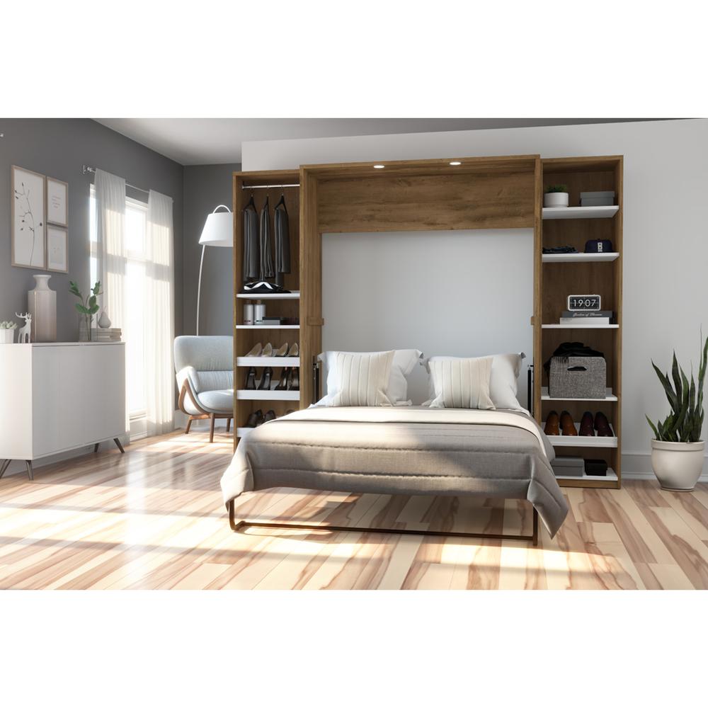 Cielo Classic 98" Full Wall Bed kit in Rustic Brown and White. Picture 4