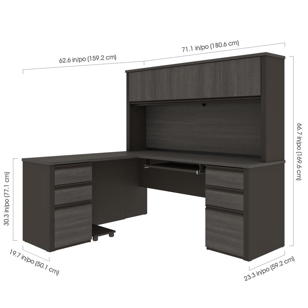 Prestige + L-shaped workstation including two pedestals in Bark Gray & Slate. Picture 8
