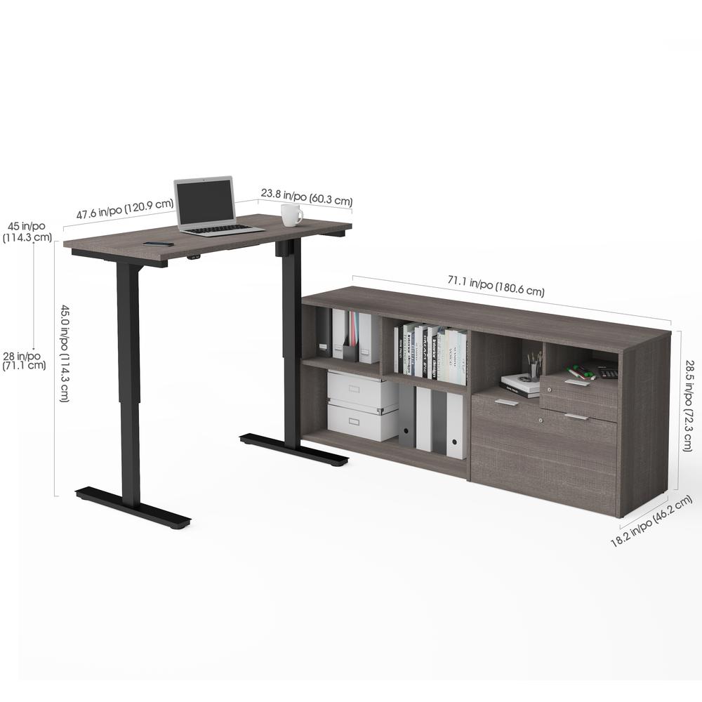 i3 Plus Height Adjustable L-Desk in Bark Gray. Picture 3