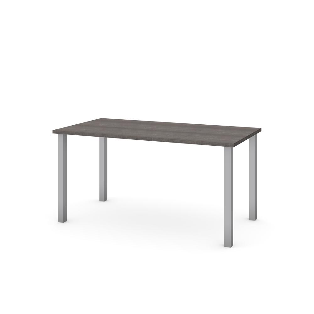 Bestar 30" x 60" Table with square metal legs in Bark Gray. Picture 2