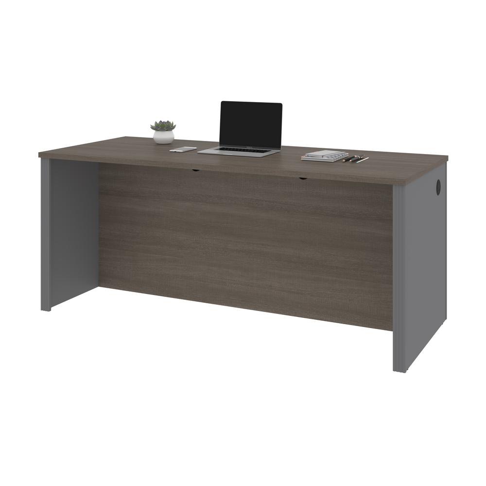 Bestar Prestige + 72W Desk Shell in bark grey & slate. Picture 2