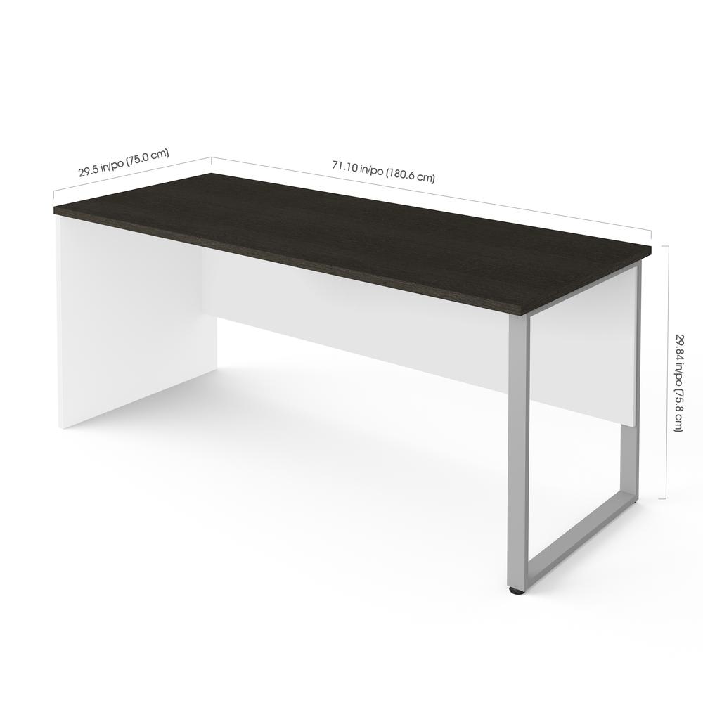 Bestar Pro-Concept Plus 72W Table Desk with Rectangular Metal Leg in white & deep grey. Picture 2