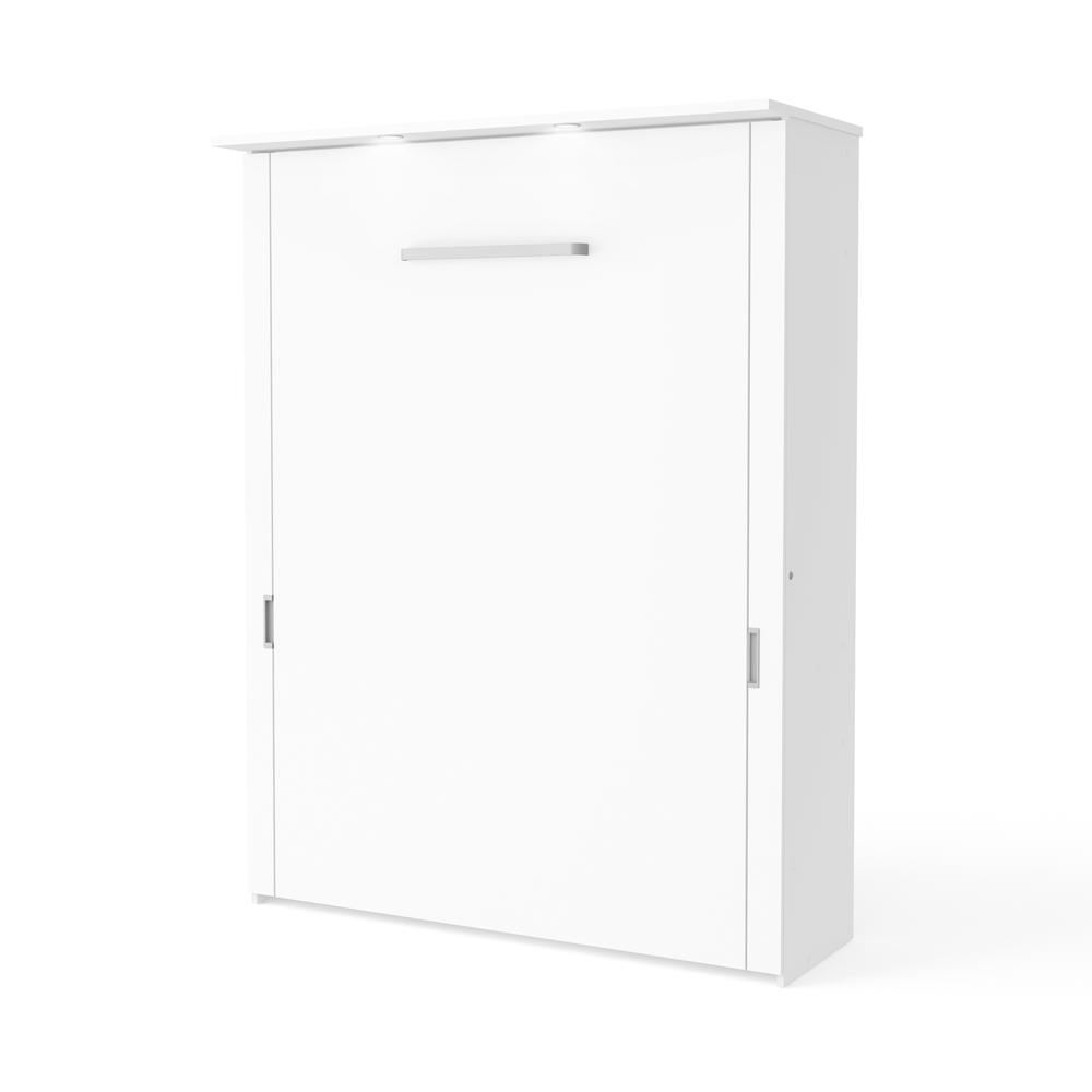 Queen Murphy Bed with Storage Cabinet (91W) in White. Picture 1