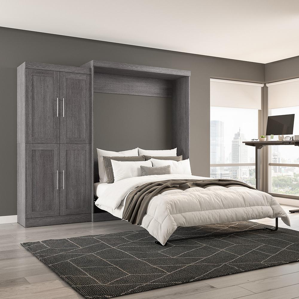 Pur Queen Murphy Bed with Wardrobe (101W) in Bark Gray. Picture 7
