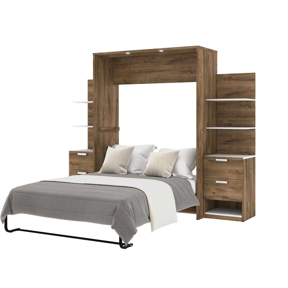 Cielo by Bestar Elite 98" Full Wall Bed kit in Rustic Brown and White. Picture 4