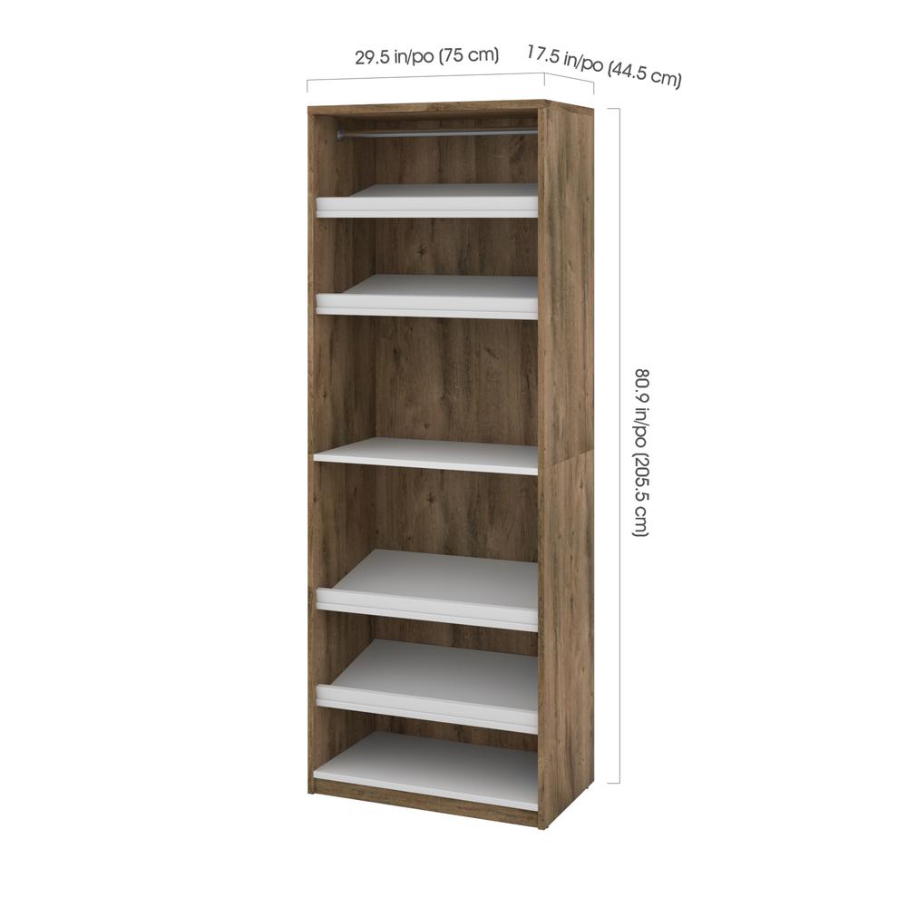 Cielo 29.5" Shoe/Closet Storage Unit Featuring Reversible Shelves in Rustic Brown and White. Picture 6
