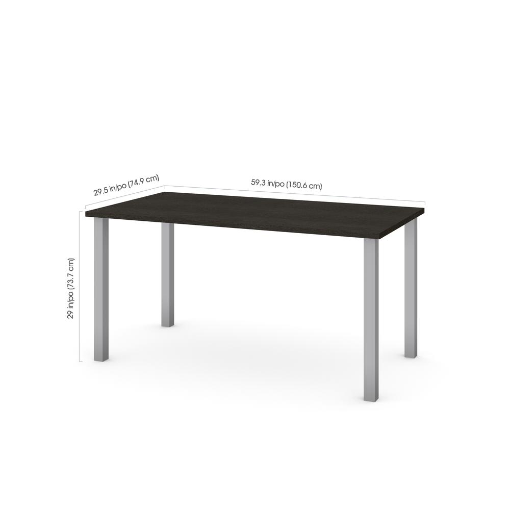 Bestar 30" x 60" Table with square metal legs in Deep Grey. Picture 1