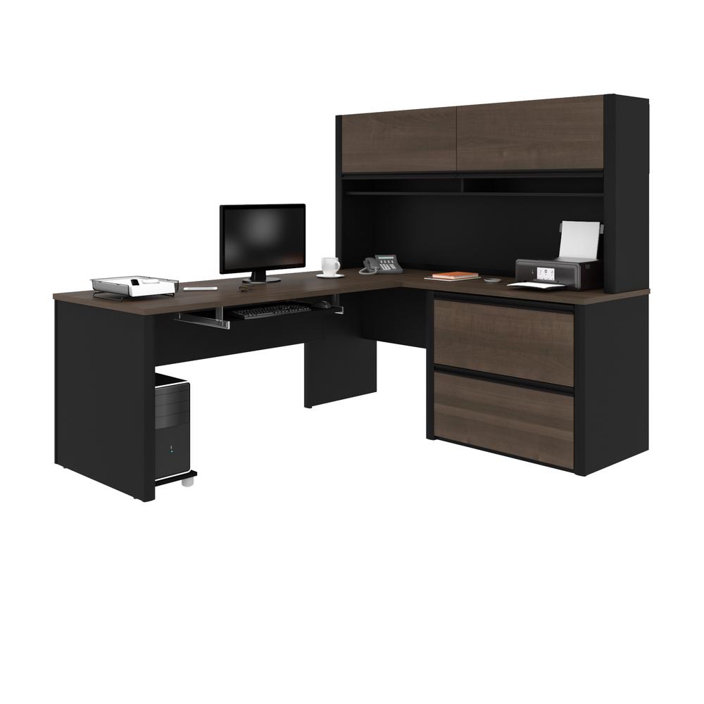 Connexion L-shaped workstation in Antigua & Black. The main picture.