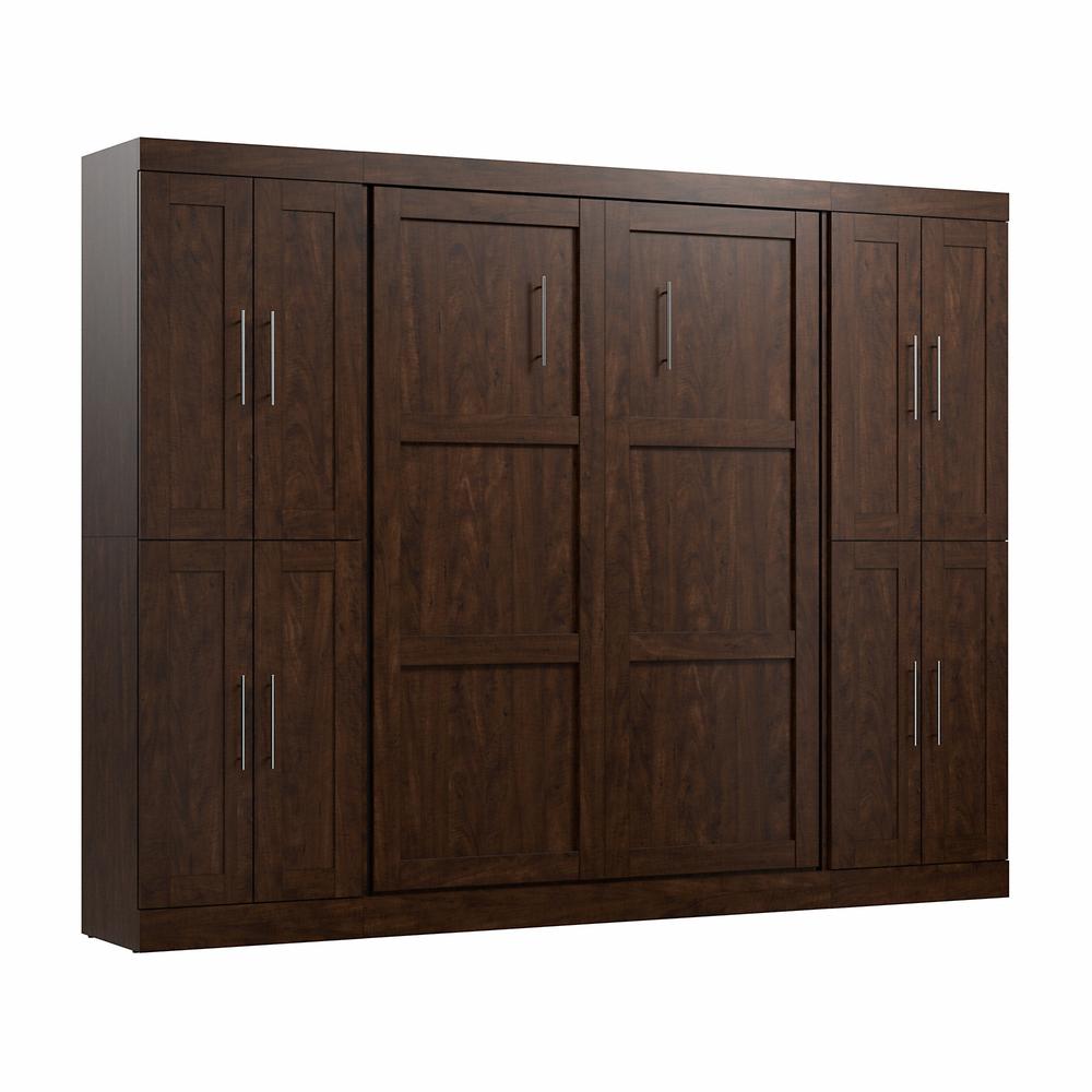 Pur Full Murphy Bed with Storage Cabinets (109W) in Chocolate. Picture 1