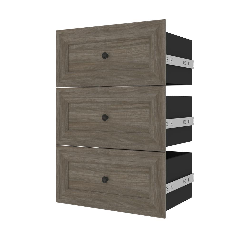Versatile 3 Drawer Set for Versatile 25W Closet Organizer in Walnut Gray. Picture 2