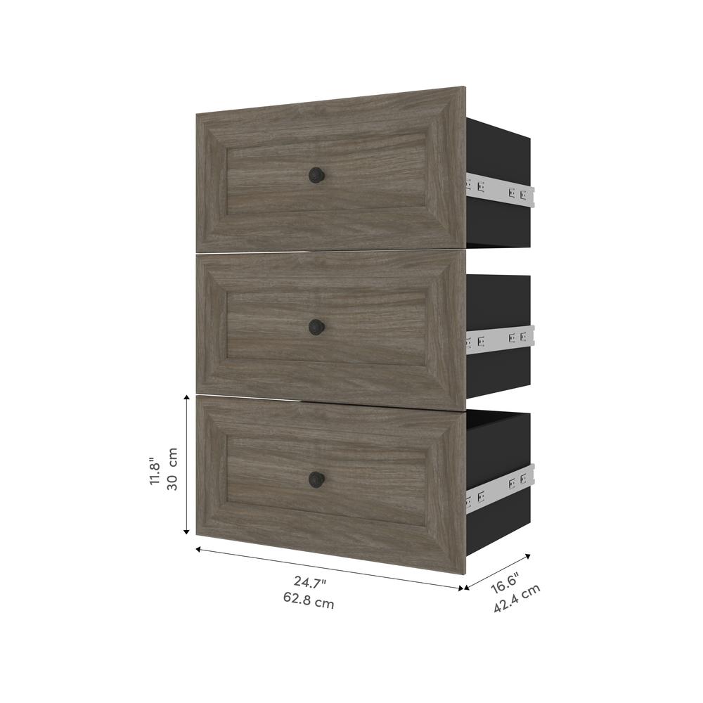 Versatile 3 Drawer Set for Versatile 25W Closet Organizer in Walnut Gray. Picture 9