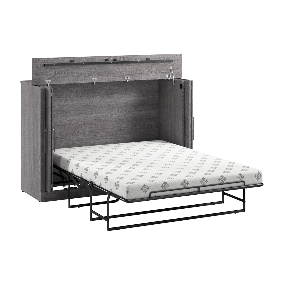 69W Full Cabinet Bed with Mattress in Bark Grey. Picture 3