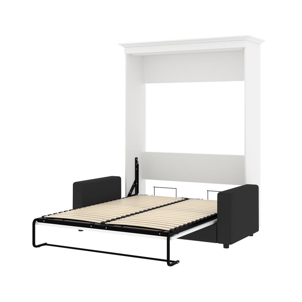 Versatile Queen Murphy Bed with Sofa (78W) in White. Picture 3