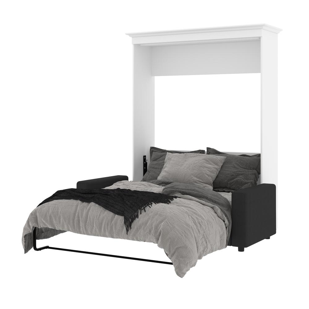 Versatile Queen Murphy Bed with Sofa (78W) in White. Picture 4