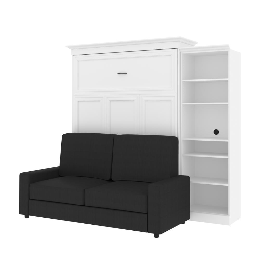 Versatile Queen Murphy Bed with Sofa and Closet Organizer (97W) in White. Picture 2