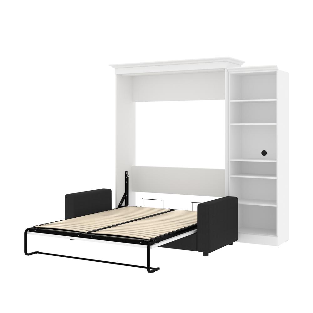 Versatile Queen Murphy Bed with Sofa and Closet Organizer (97W) in White. Picture 4