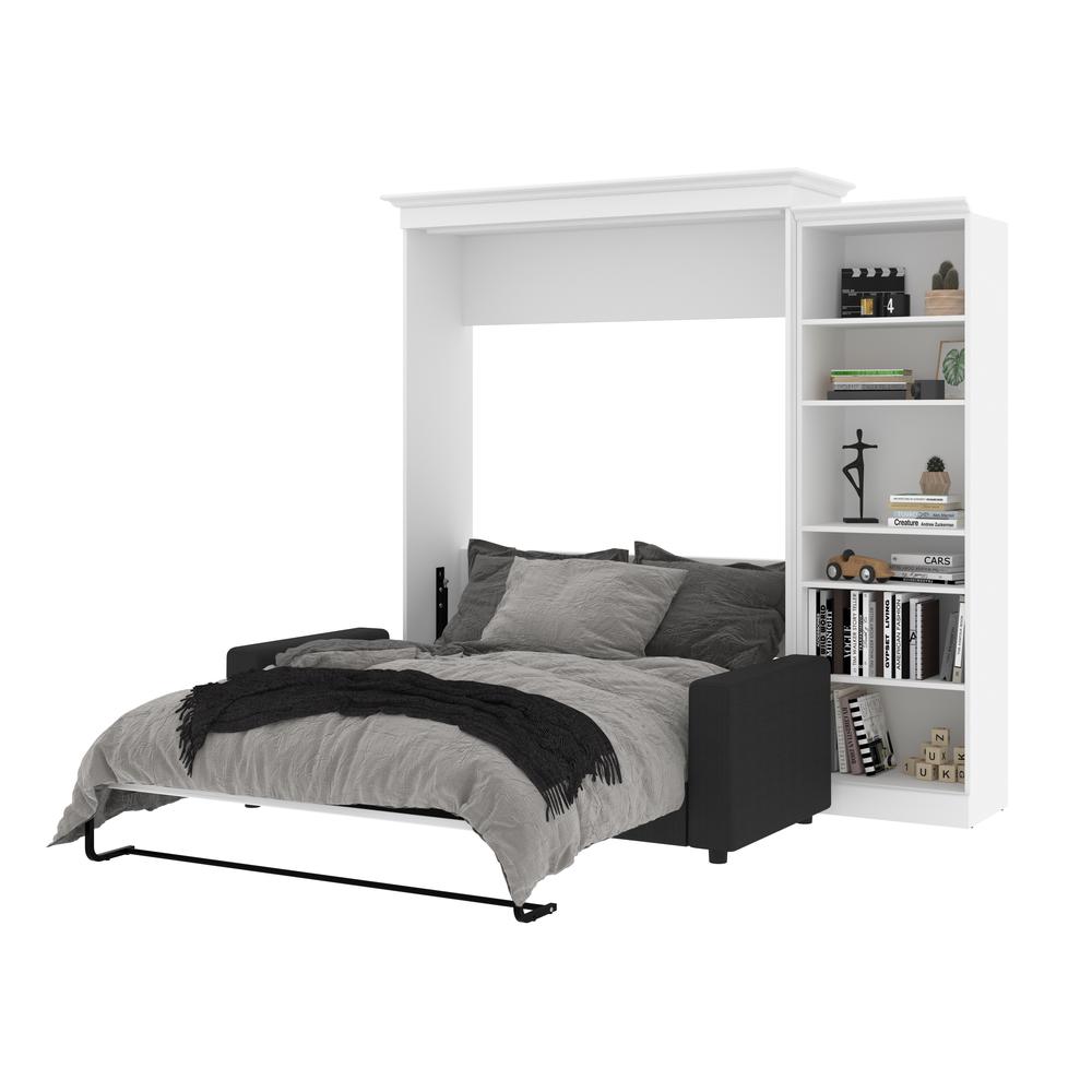 Versatile Queen Murphy Bed with Sofa and Closet Organizer (97W) in White. Picture 6